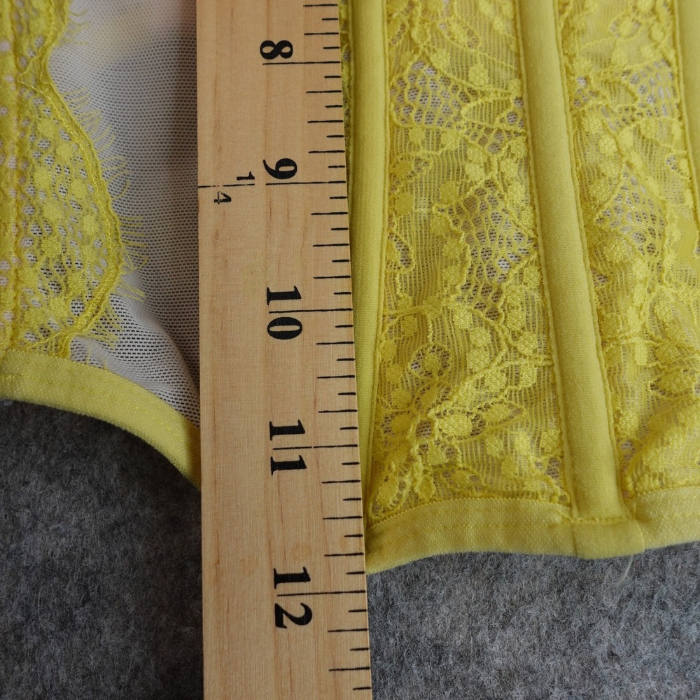 Bustier Lace Crop Top Yellow Cream Mesh Corset Coquette Fairy Festival Romantic - Picture 5 of 9